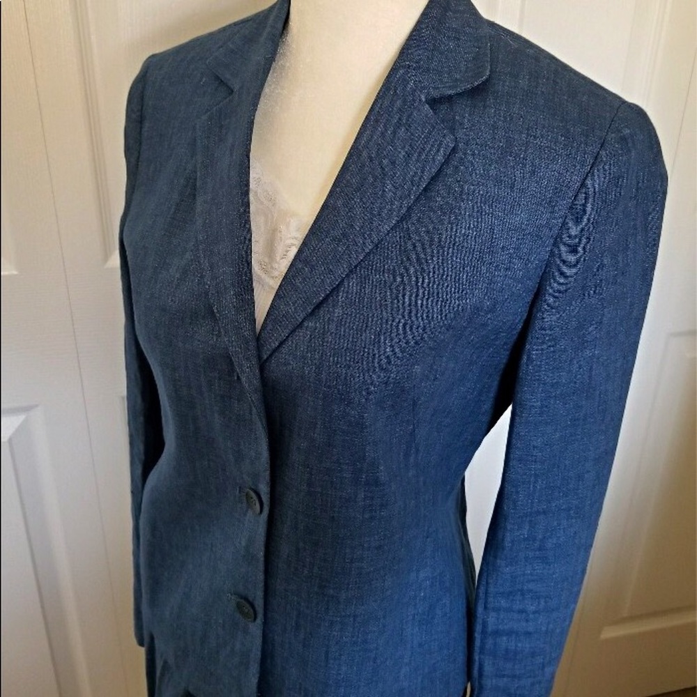 Jones New York blue linen jacket with trousers - Picture 2 of 4